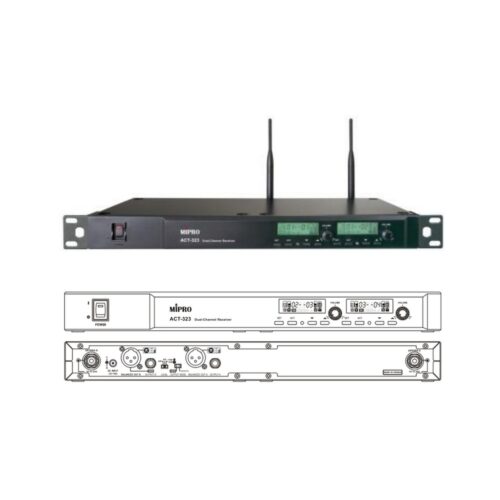 מקלט כפול אלחוטי מסדרת 323, טווח תדרים 498-510MHz (לא כולל מיק' אלחוטי ידני/מדונה) Mipro