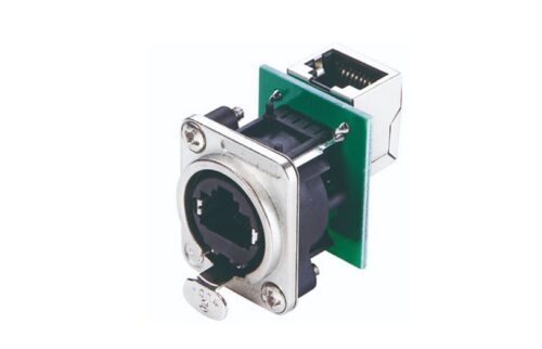 מעביר לפנל RJ45 ל- RJ45 (בגודל שקע XLR) חיבור אחורי 90 מעלות דגם RJ45 A90