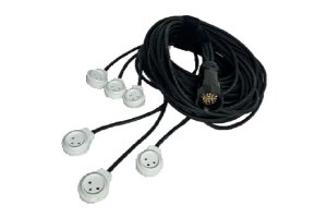 ספיידר SOCAPEX ל-6 שקעים ישראלים בודדים באורכים שונים 4-9 מטר דגםBO-6IL מבית LIGHTEK
