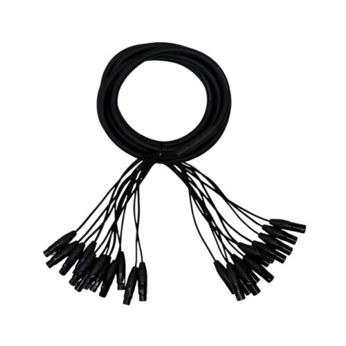 מולטי כבל פתוח 8 ערוצים XLR זכר - XLR נקבה מוכן, מחברים שחורים