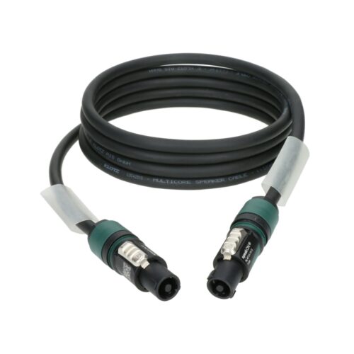 כבל רמקול 4x2.5 mm2 עם מחברי speakON 4p, גמיש באורך 15 מ', כולל שרוול שקוף לסימון