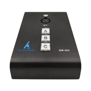 בסיס שולחני למיקרופון עם כפתור הפעלה וכיבוי מואר ל-3 אזורים בחיבור XLR