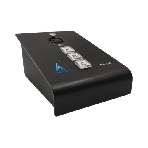 בסיס שולחני למיקרופון עם כפתור הפעלה וכיבוי מואר ל-3 אזורים בחיבור XLR