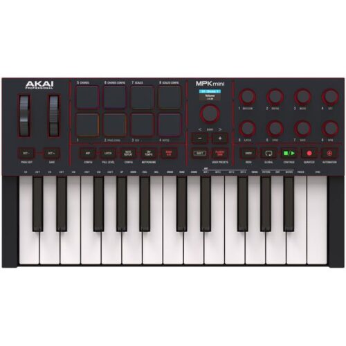 מקלדת שליטה קומפקטית Akai MPK Mini IV בצבע שחור