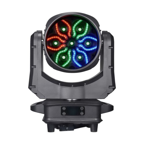 4 פנסי מובינג AURA 760B עם אפקט קליידוסקופי 7x60W RGBW + 180x0.2W RGB צבע גוף שחור כולל מארז