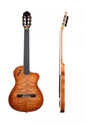 גיטרה קלאסית מוגברת ללא נפח WINZZ WCG170CE Thin body classcial guitar sunburst