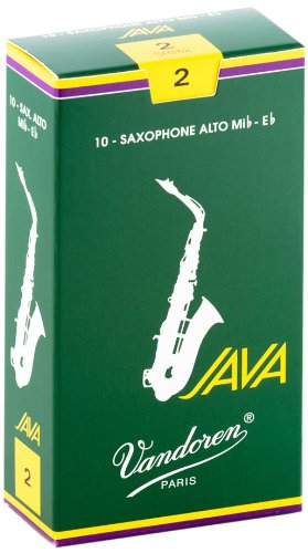 עלים לסקסופון אלט ירוק Java מספר 2 – 10 בקופסא Vandoren SR262