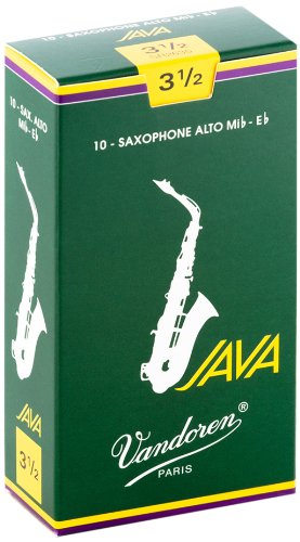 עלים לסקסופון אלט ירוק Java מספר 3.5 – 10 בקופסא Vandoren SR2635