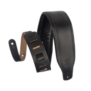 רצועת עור לגיטרה “3 LEVY’S M26PD-BLK Top Grain Leather Guitar S