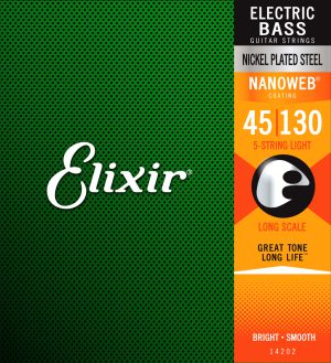 סט מיתרים לגיטרה בס 5 מיתרים 045-130 Elixir Nanoweb