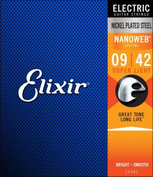 סט מיתרים לגיטרה חשמלית 0.9 Elixir Nanoweb