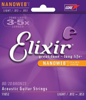 סט מיתרים לגיטרה אקוסטית Elixir 11052 Nanoweb Bronze 012