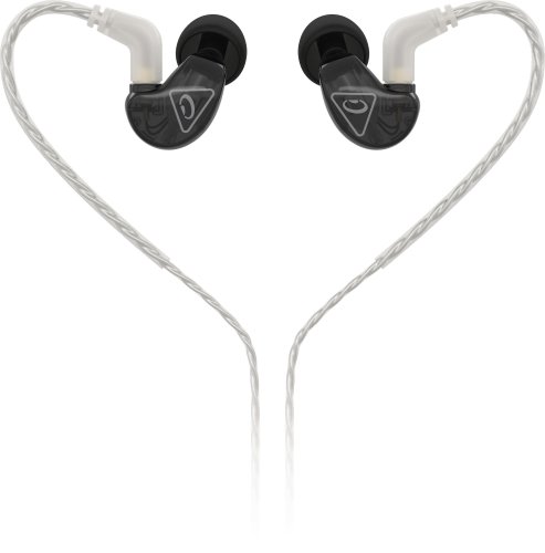 אוזניות Earphones סטודיו שחורות עם כבל שקוף