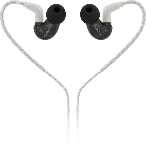 אוזניות Earphones סטודיו שחורות עם כבל שקוף