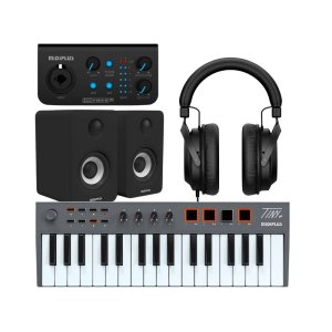 חבילת אולפן ביתי למתחילים MiDiPlus Studio MKR עם מקלדת שליטה ומוניטורים