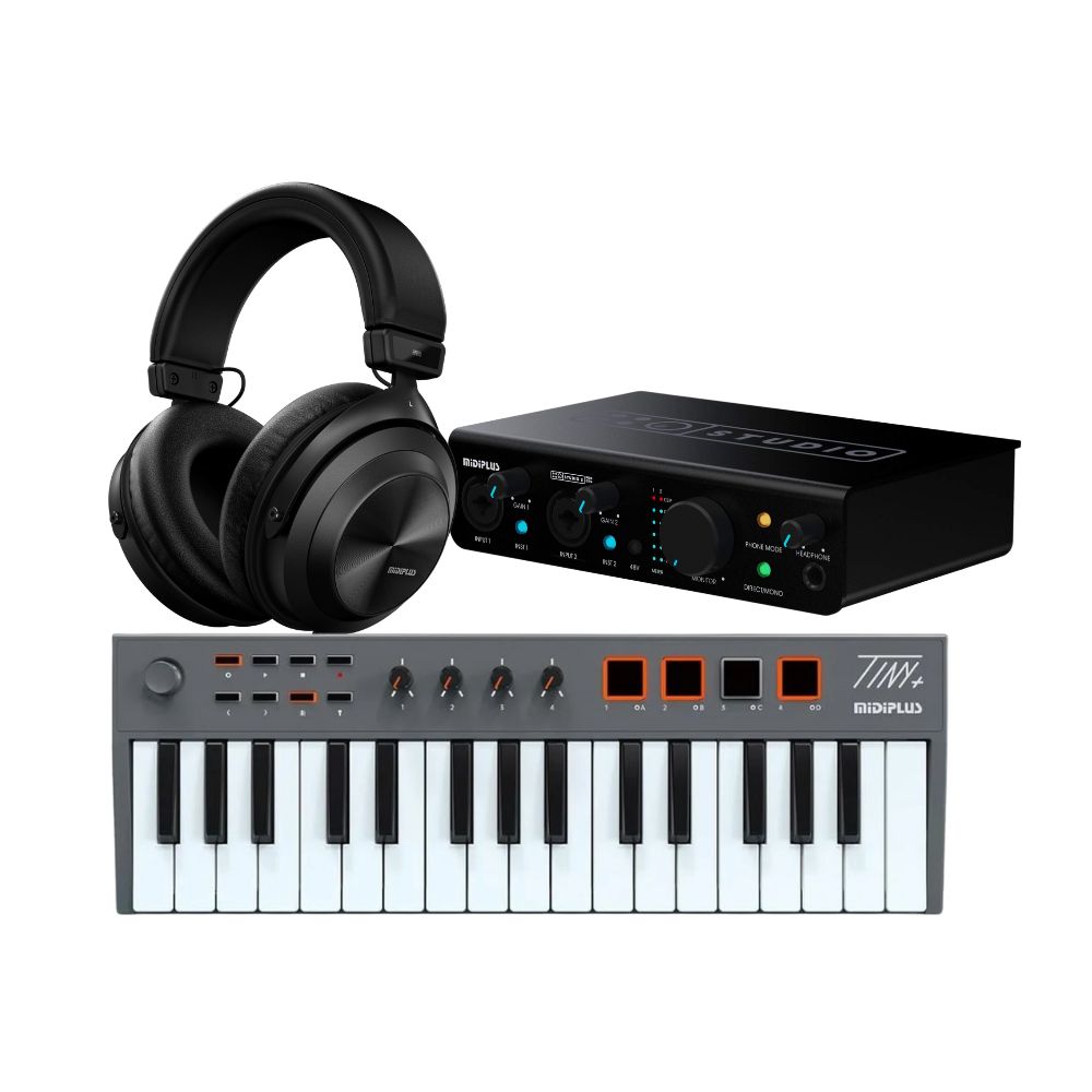 חבילת אולפן ביתי מקצועית MiDiPlus Studio PK עם מקלדת שליטה