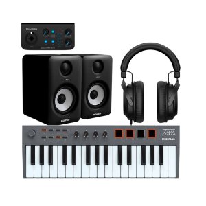 חבילת אולפן ביתי מקצועית MiDiPlus Studio PKR עם מקלדת שליטה ומוניטורים