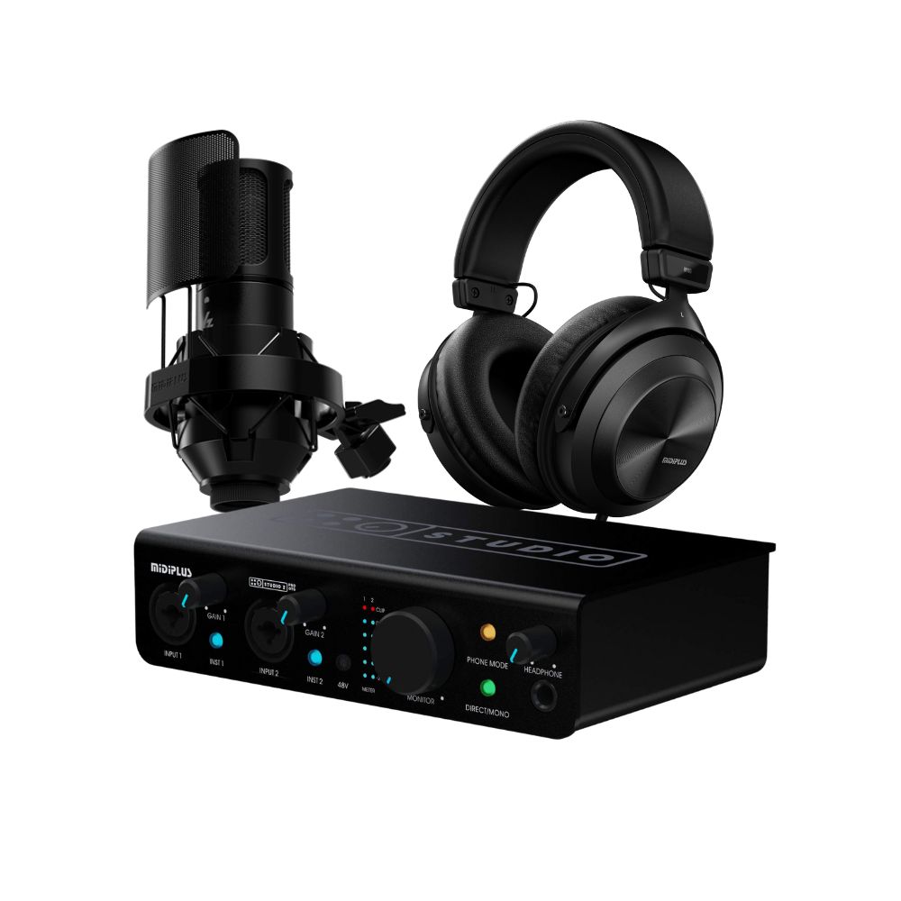 חבילת אולפן ביתי מקצועית MiDiPlus Studio PV עם מיקרופון קונדנסור