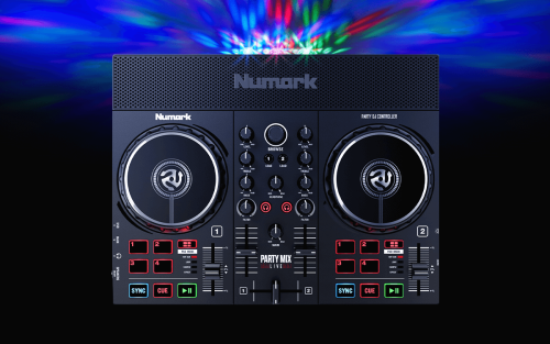 ערכת די.ג'י הכוללת קונטרולר Numark PartyMix Live DJ ואוזניות Numark HF-175