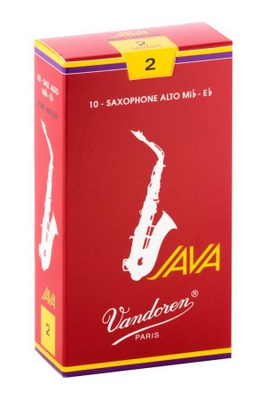עלים לסקסופון אלט אדום Java Red Cut מספר 2 – 10 בקופסא Vandoren SR262R
