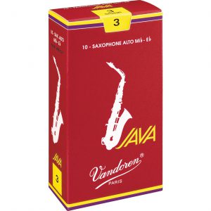 עלים לסקסופון אלט אדום Java Red Cut מספר 3 – 10 בקופסא Vandoren SR263R