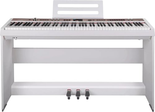 פסנתר חשמלי NUX NPK-20 עם סטנד עץ ו 3 פדלים לבן