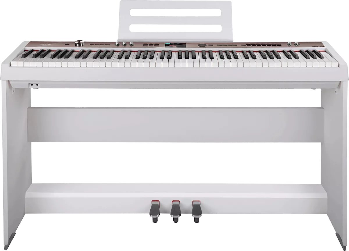 פסנתר חשמלי NUX NPK-20 עם סטנד עץ ו 3 פדלים לבן
