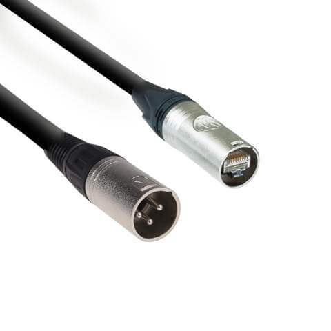 RJ45 to XLR 3 poles male conversion cable (6cm). The cable coverts from RDNet RJ45 to XLR-M.