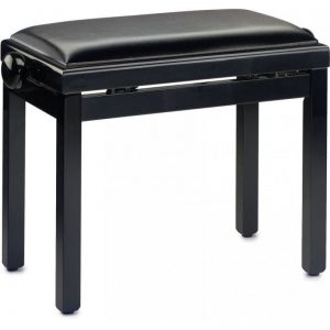 כיסא פסנתר שחור מבריק  ריפוד דמוי עור Stagg PB39 BKP SBK