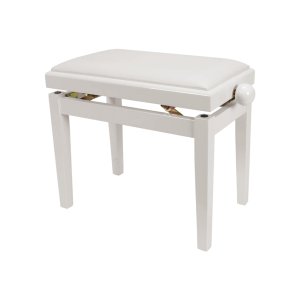 כיסא לפסנתר לבן מבריק ריפוד דמוי עור HY PJ018