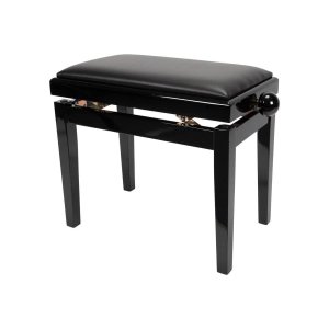 כיסא פסנתר שחור מבריק  ריפוד דמוי עור HY PJ018