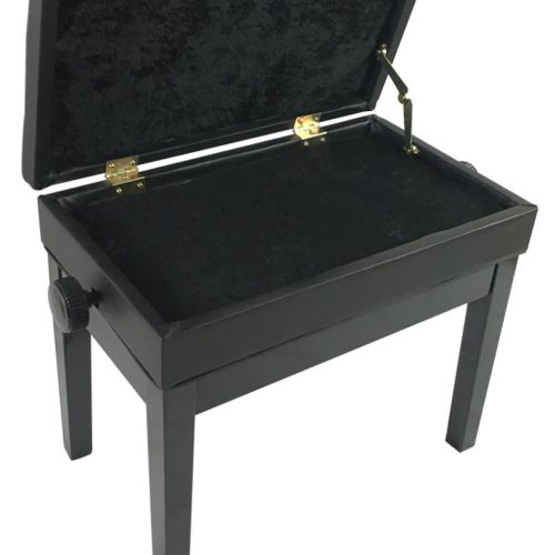 כסא לפסנתר שחור ריפוד דמוי עור עם תא לאחסון תוים NUX P610