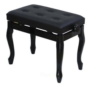 כסא לפסנתר שחור ריפוד דמוי עור Albert PB01-BK רגליים בעיצוב Chippendale
