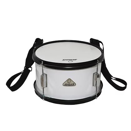 תוף מצעד  12″ * 7″ עם רצועות לכתפיים ומקלות MBJ1207 JINBAO צבע לבן
